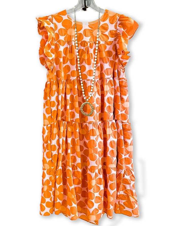 UNISHE - Wholesale Dress - Women's - Flutter Sleeve Tiered Floral Dress BBSP022