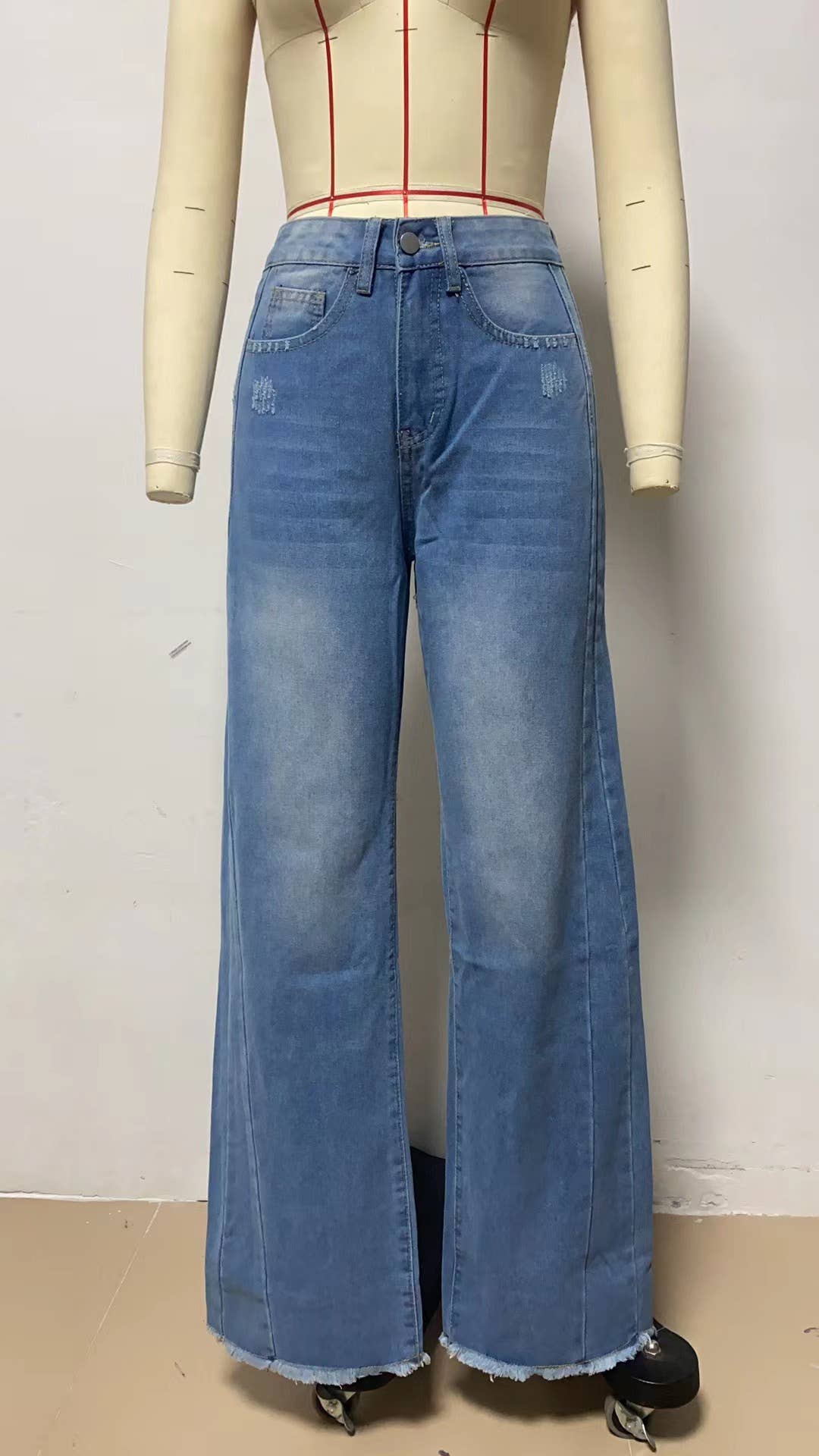 Hope & Sunshine - Wholesale Jeans - Women's - Wide-Leg Patchwork Fringe Hem Jeans0