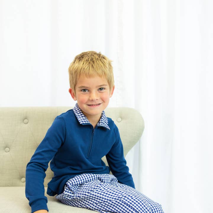 Jersey de cuadros azul marino con cuadros para venta al por mayor de Love That Cotton