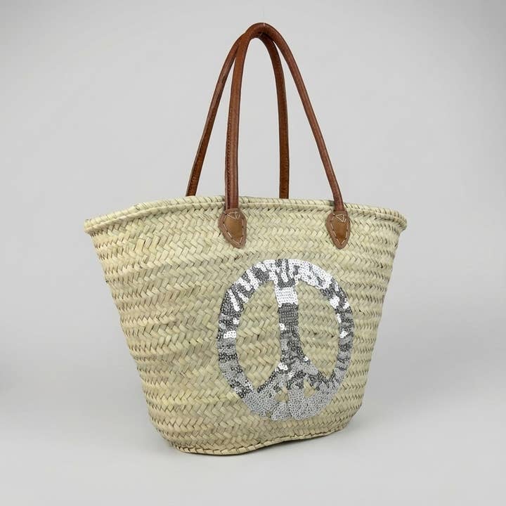 Melecraft - Wholesale Beach Bag - Peace Sign straw bag, french market basket17