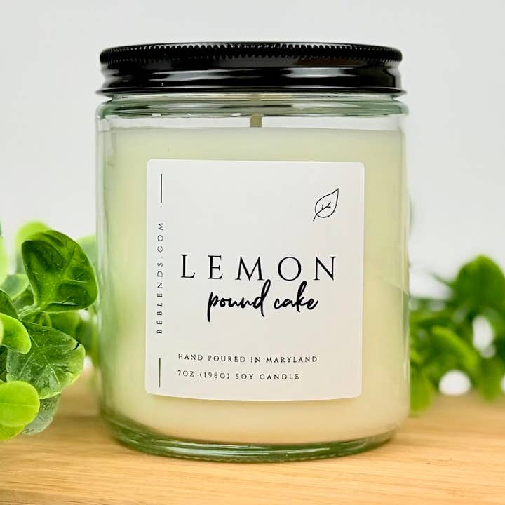 Lemon Pound Cake Soy Candles Wholesale | 7.5oz Soy Candle for wholesale by Be Blends | Soy Candles & Natural Products