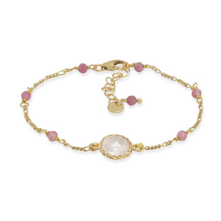 Bracelet with central Rose Quartz | Rose for wholesale by ISHWARA JEWELS