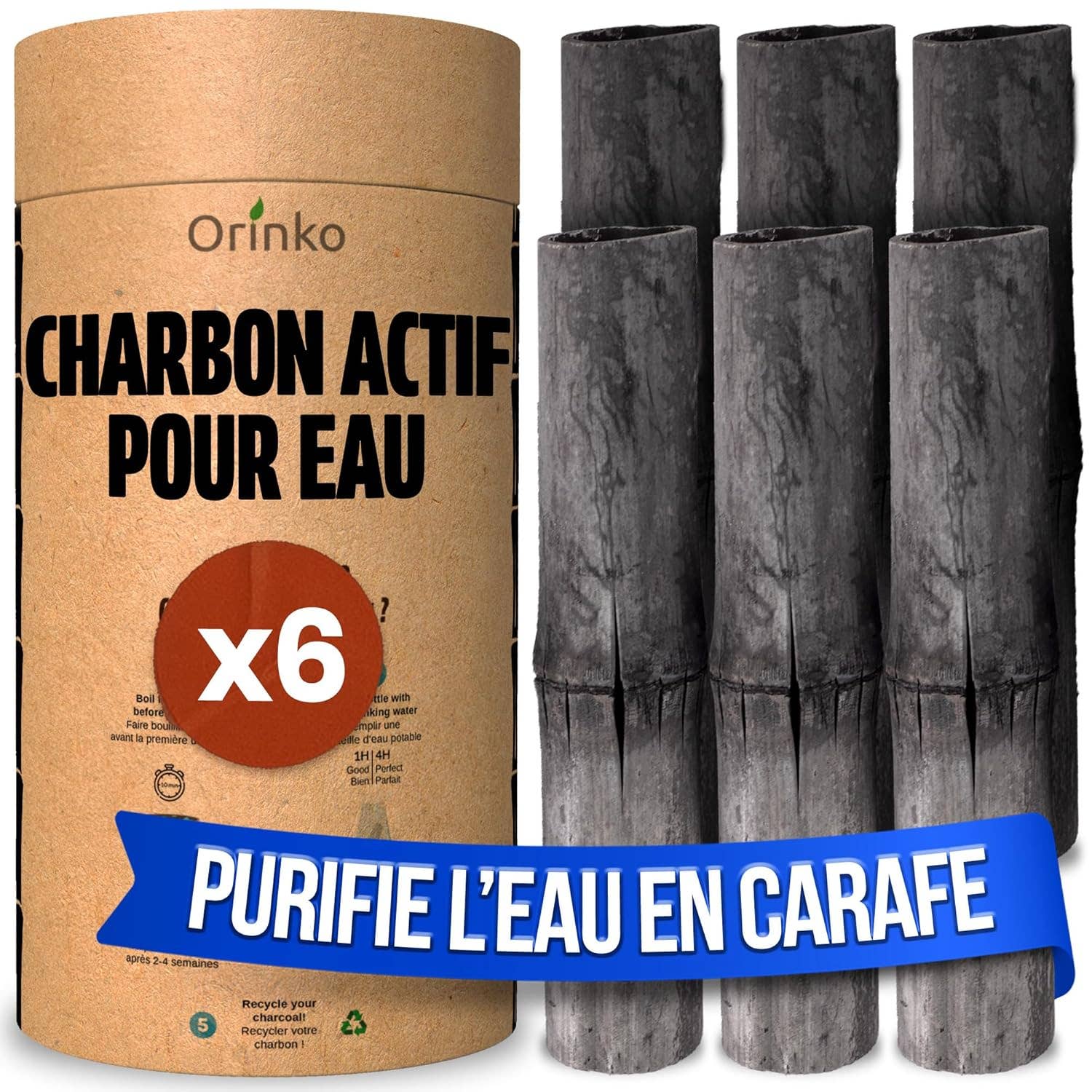 Orinko - Wholesale Water Filter - Binchotan Bio x6 - Bamboo Activated Charcoal for Purification0