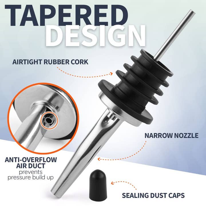 Zulay Kitchen - Wholesale Liquor Dispenser - Stainless Steel Liquor Pourers with Rubber Dust Caps4