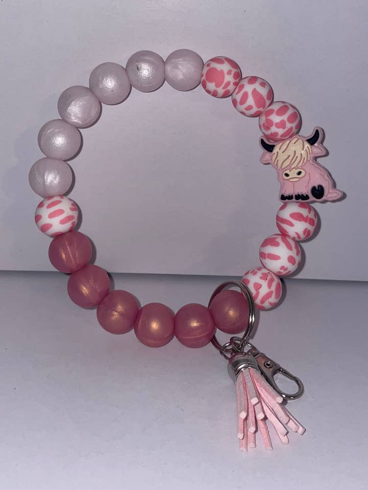 Pink Highland Cow Wristlet for wholesale by Rae’s Shop