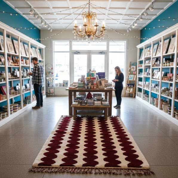 Tapete ondulado marroquino Beni Ourain - tapete de lã para quarto - preto e branco por atacado de woolsouk ( We handle U.S. import procedures for you )