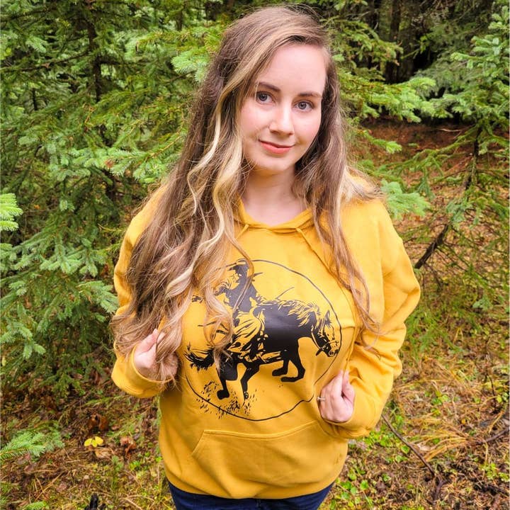 Bucking Bronc Rodeo Hoodie - Mustard Yellow for wholesale by Prairie City Apparel