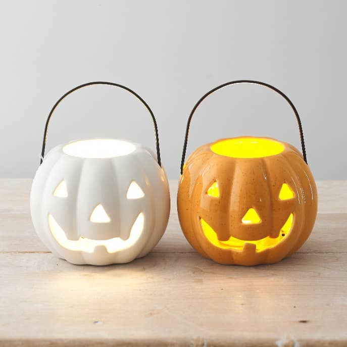 Lanterna a forma di zucca bianca, 11 cm per la vendita all'ingrosso da parte di Gainsborough Giftware x Portland Living