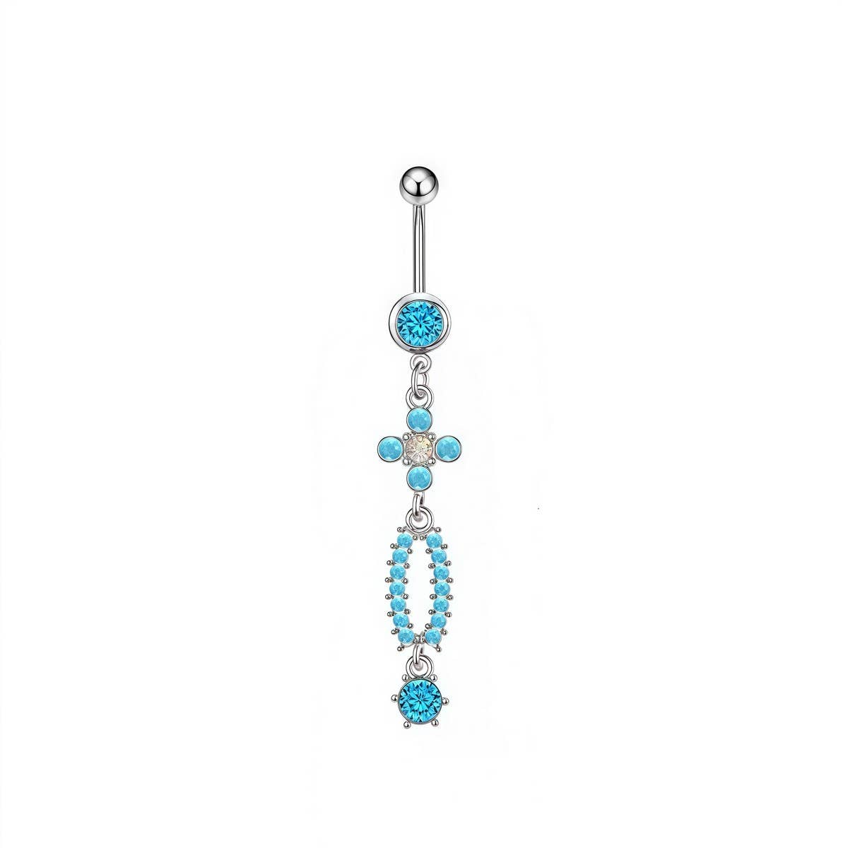 ACCITY - Wholesale Belly Ring - 5Pcs Blue Turquoise Belly Button Rings Set_CWMM94525