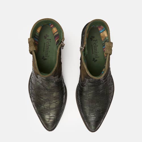 Green Women's Leather Cowboy Ankle Boots West D557 Dunlam Marvin for wholesale on Faire