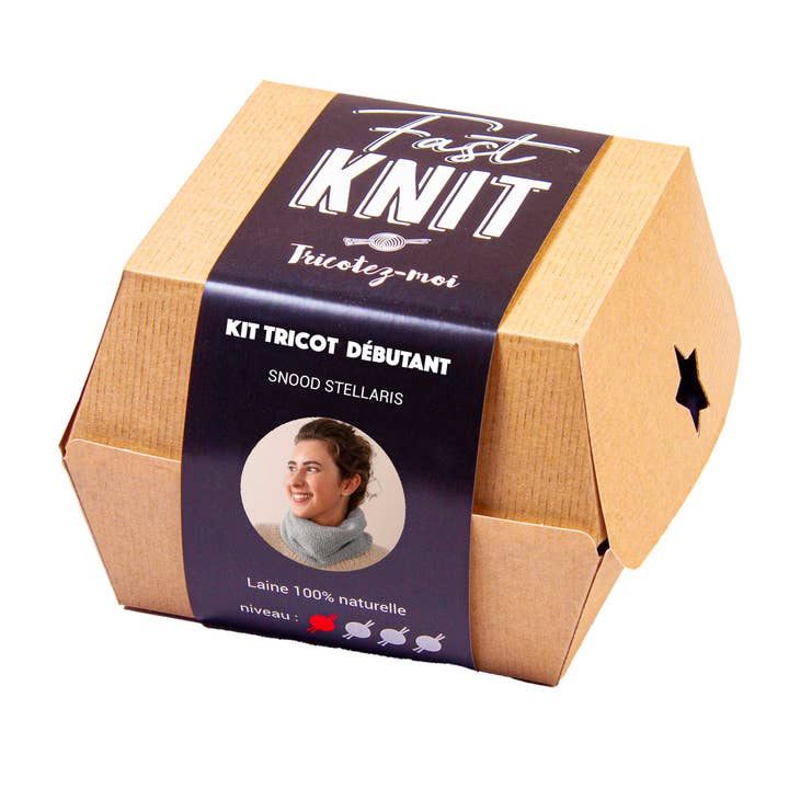 Snood Stellaris - Strickfertige Schachtel - Farbe Perlgrau für den Großhandel von Tricotez-moi