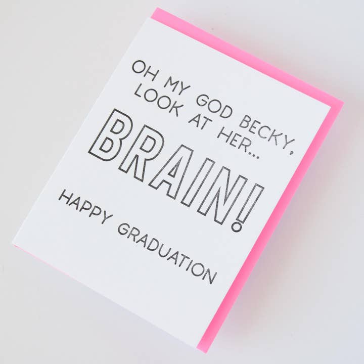 La Folie Press - Wholesale Graduation Card - Look at Her Brain Funny Happy Graduation Letterpress Card