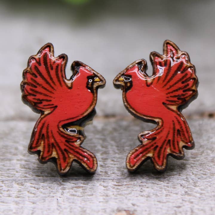 Cardinal || 12mm Glass Stud Earrings || Hypoallergenic for wholesale by Hylidae Boutique