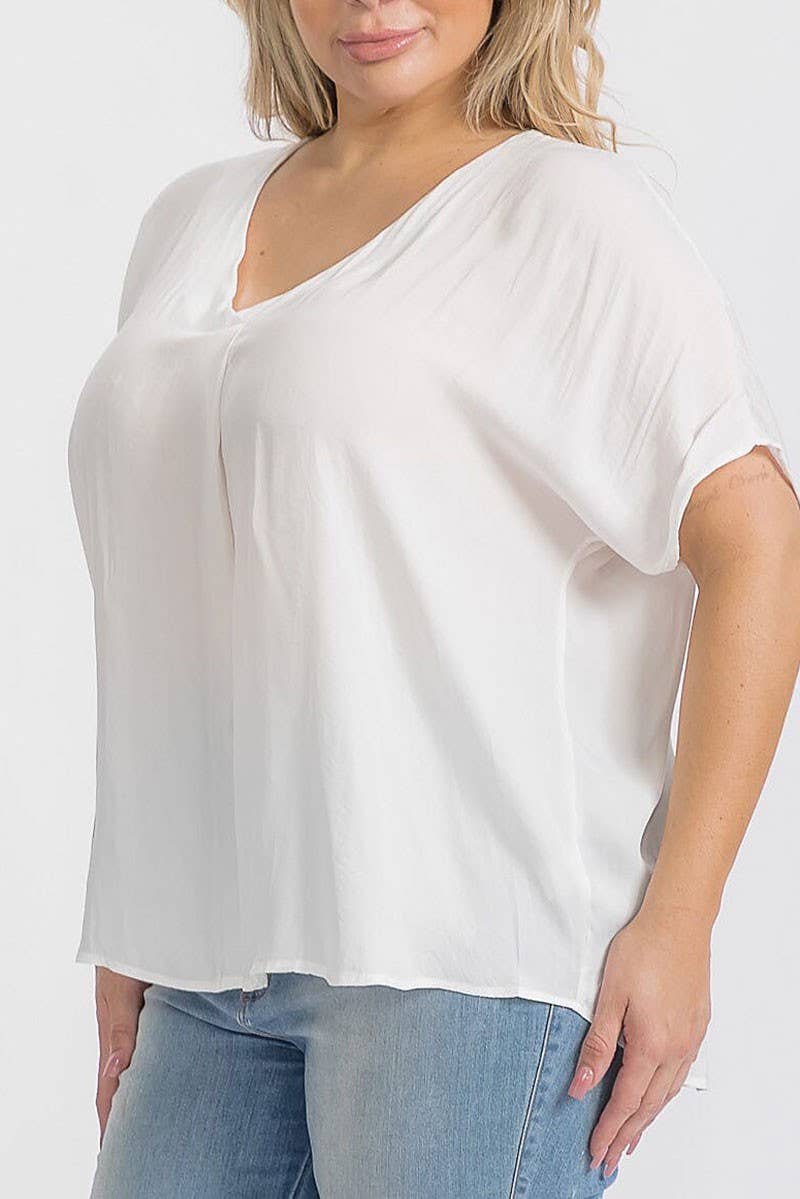 ROUSSEAU - Venta al por mayor Blusa - Mujer - Blusa túnica de manga corta con cuello en V8