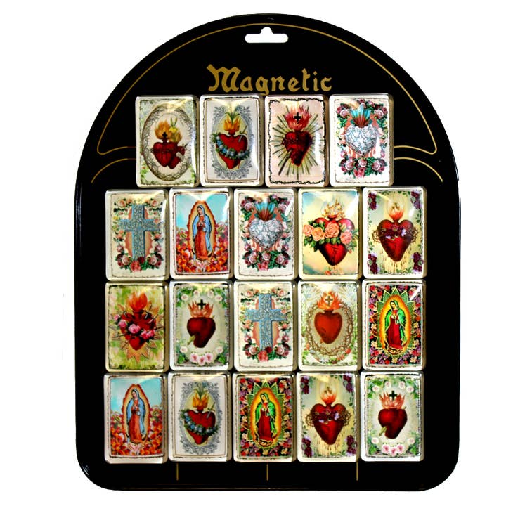 World Buyers - Wholesale Retailer Display - Home & Living - Wounded Heart & Virgin Glass Magnet Display - CBG149W