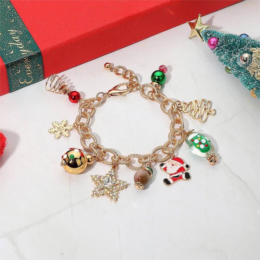Sensibling Corp. - Wholesale Charm/Dangle Bracelet - Christmas Tree Santa Star Snowflake Festive Holiday Themed Charm Bracelet2