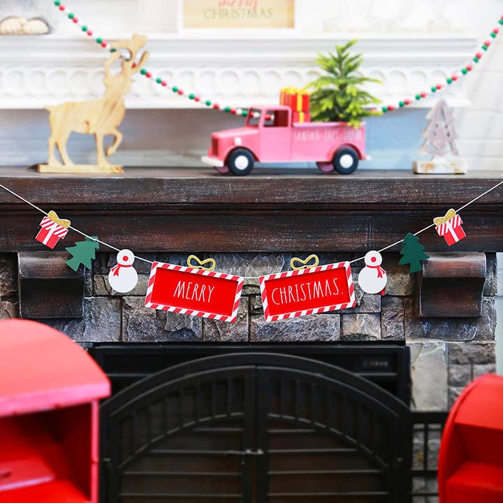 DesignStyles Home - Wholesale Bunting/Garland - Rae Dunn "Merry Christmas" Garland with Christmas Trees