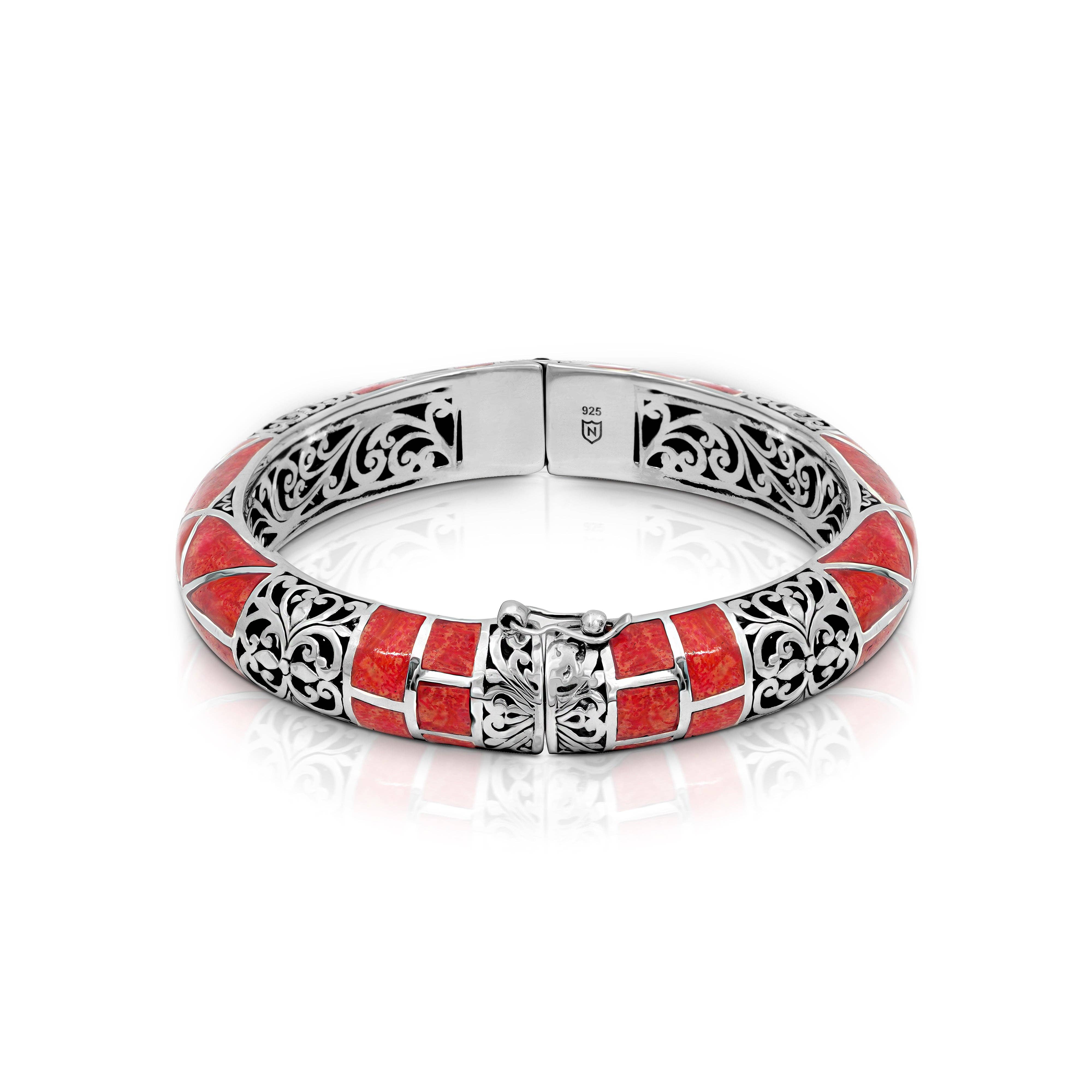 Damai Designs - Wholesale Bangle Bracelet - Balinese Sterling Silver Bangle with Coral Shell1