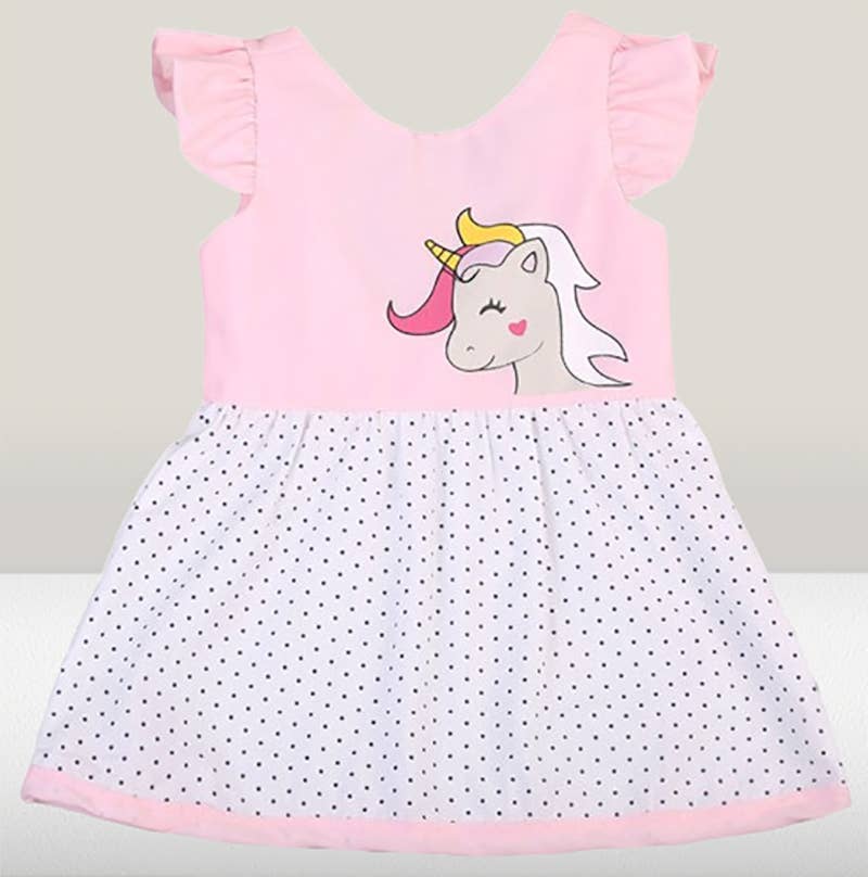 Fennco Styles - Wholesale Dress - Baby - Pink-White Unicorn Dot Baby Dress1