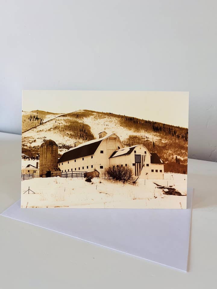 Notecard - Park City Barn, Sepiatone for wholesale by Past & Present Photography