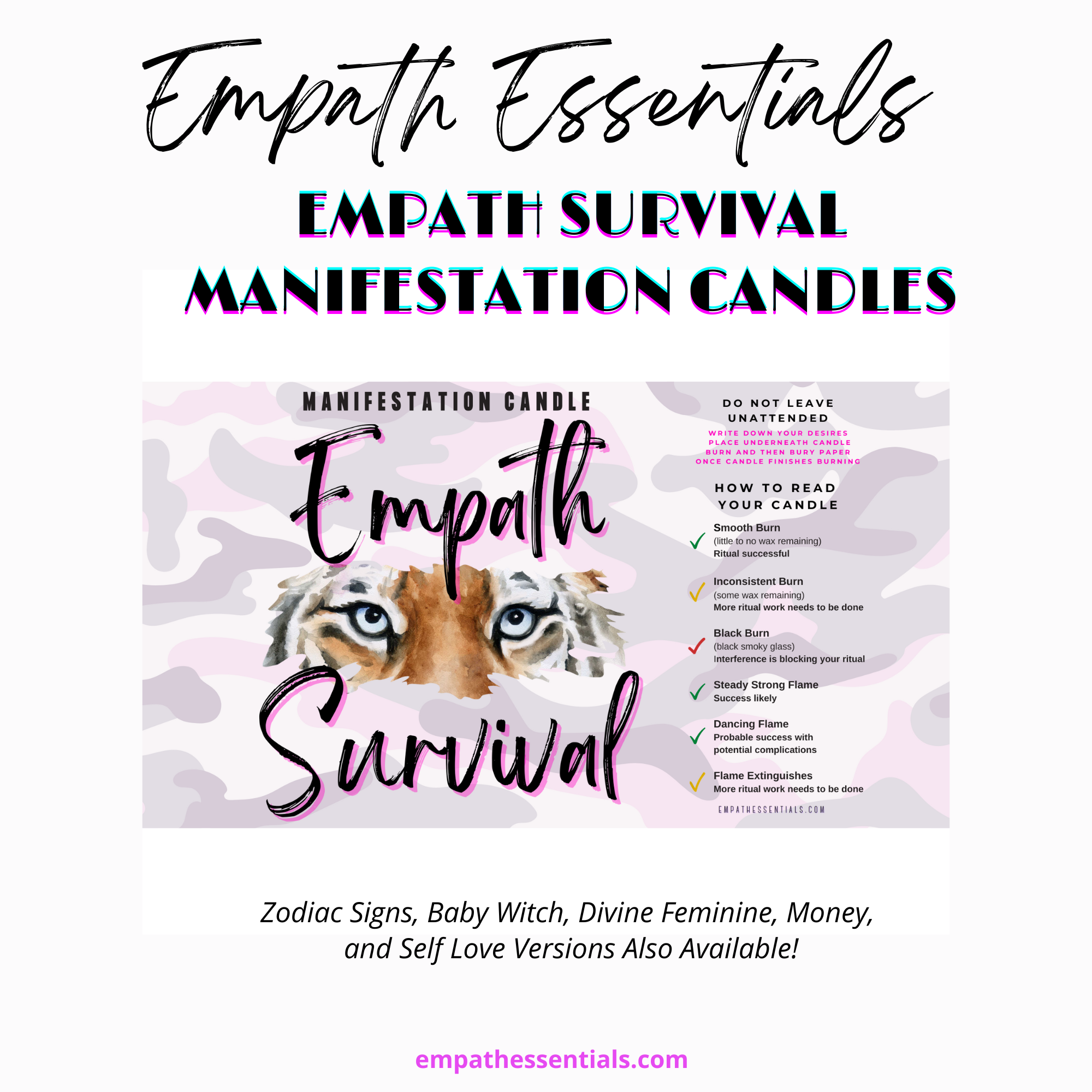 Empath Essentials - Wholesale Votive Candle - 8" Manifestation Candles11