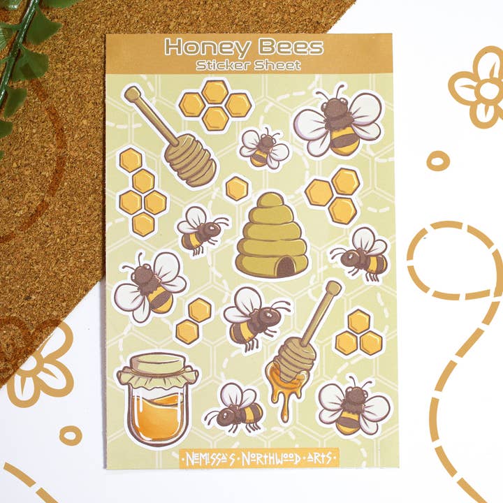 Bee Sticker Sheet - 2 Pack for wholesale by Nemissa's Northwood Arts
