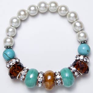 Turquoise avec blanc, perles de verre et cristal magnétique pour la vente par Magnehealth