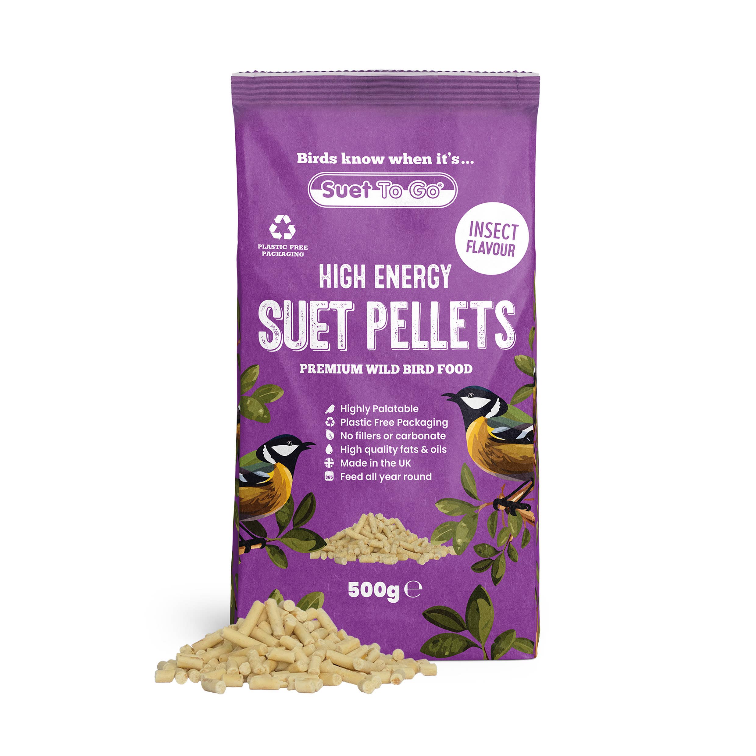 Natures Grub – wholesale Pet food – Not cat/dog – Suet To Go Suet Pellets 500g - Insect | Wild Bird Food1
