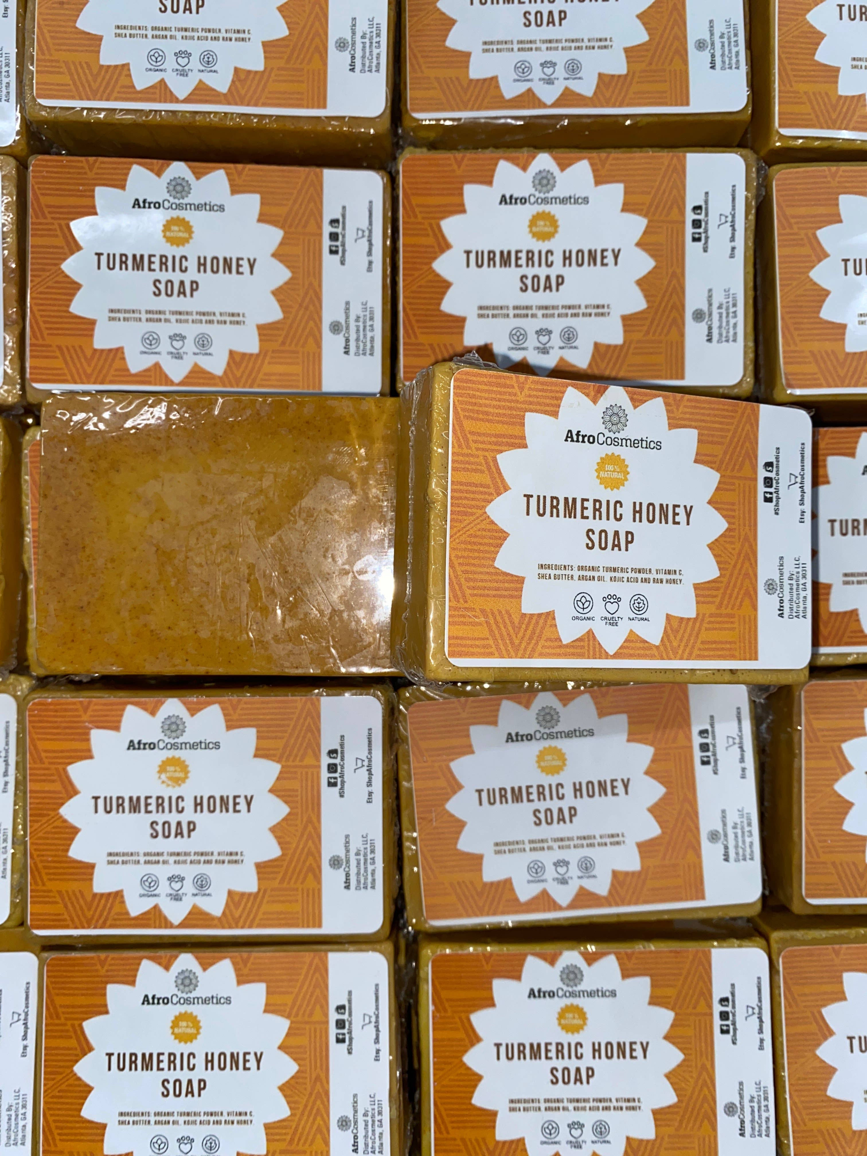 AfroCosmetics & Culture - Wholesale Bar Soap - Turmeric Honey Skin Brightening Soap, Kojic Soap, Natural1