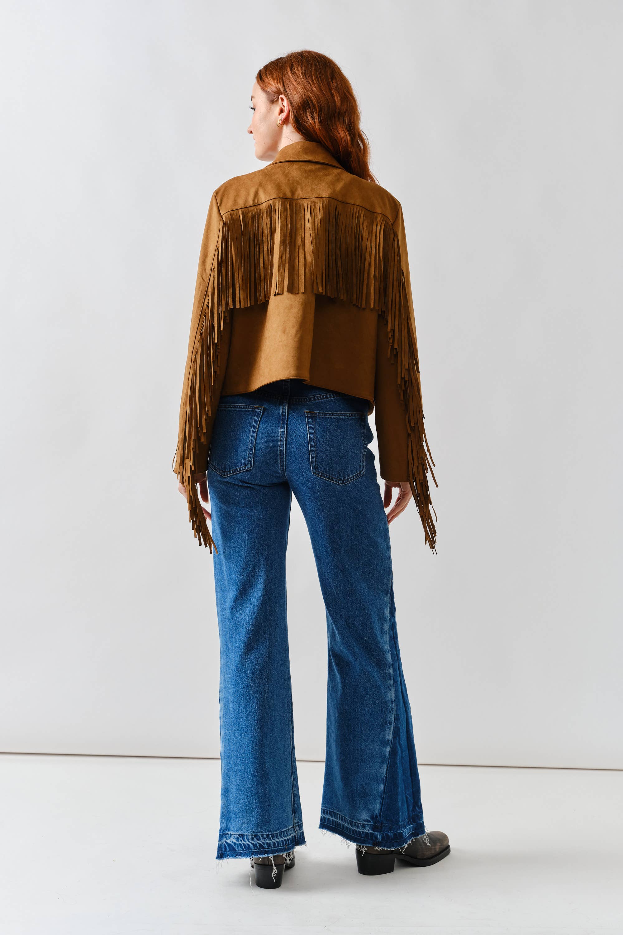 Aaron & Amber - Wholesale Leather Jacket - Women's - MAJ3277 FAUX SUEDE FRINGE JACKET17