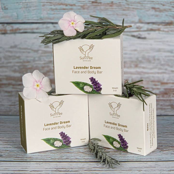SunTree Skincare - Wholesale Bar Soap - Lavender Dream Face and Body Bar2