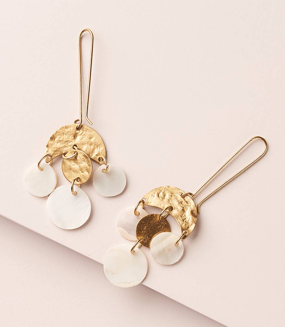 Matr Boomie Fair Trade - Wholesale Dangle Earrings - Rajani Mother of Pearl Chandelier Earrings1