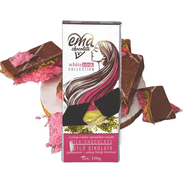 Aladdin - Wholesale Chocolate Bar - Angel Hair Milk Chocolate with Pistachio & Cotton Candy - 100gr1