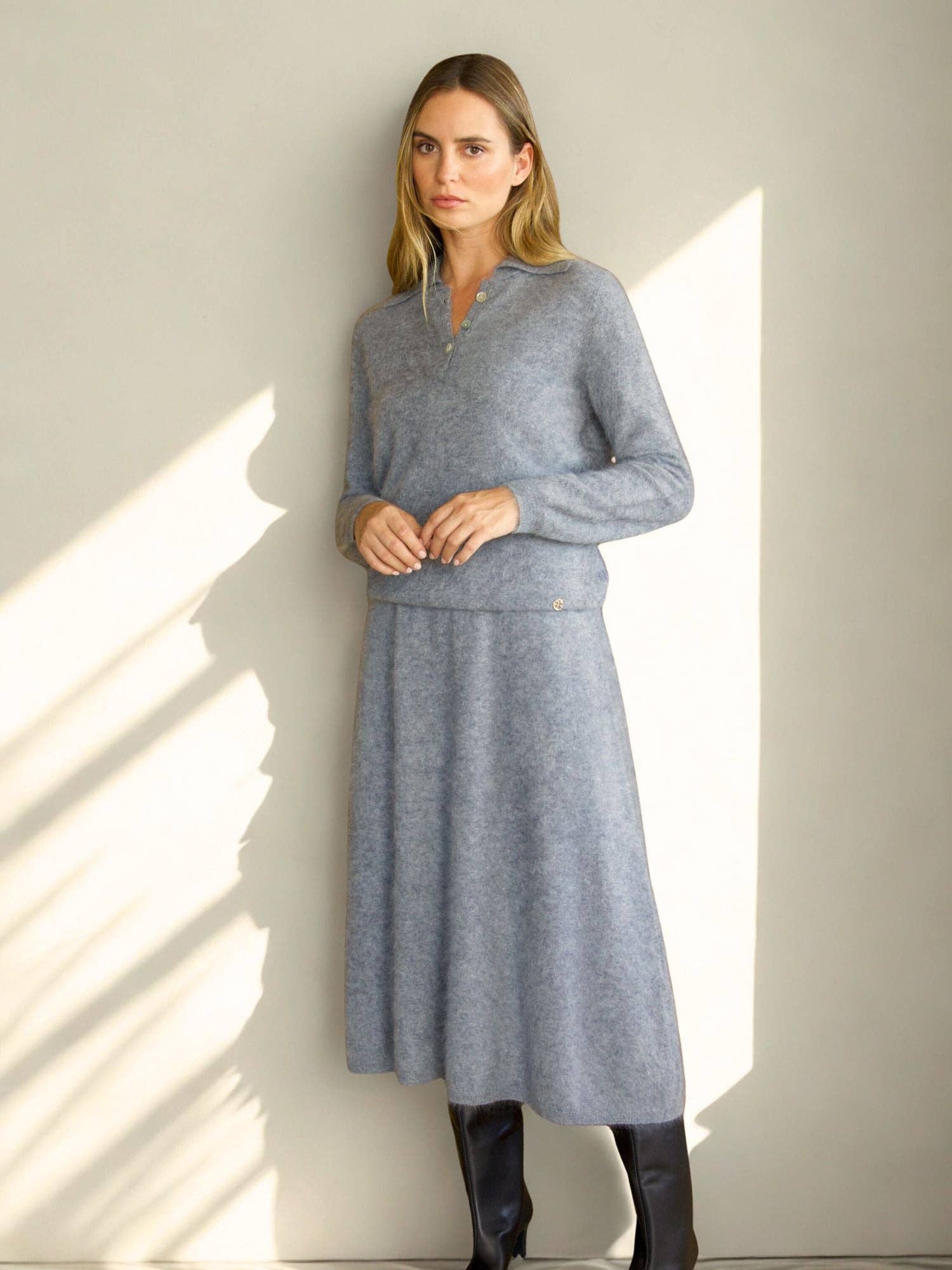 Bel Cashmere S.C. - Wholesale Skirt - Women's - Madison Cashmere Skirt Grey3