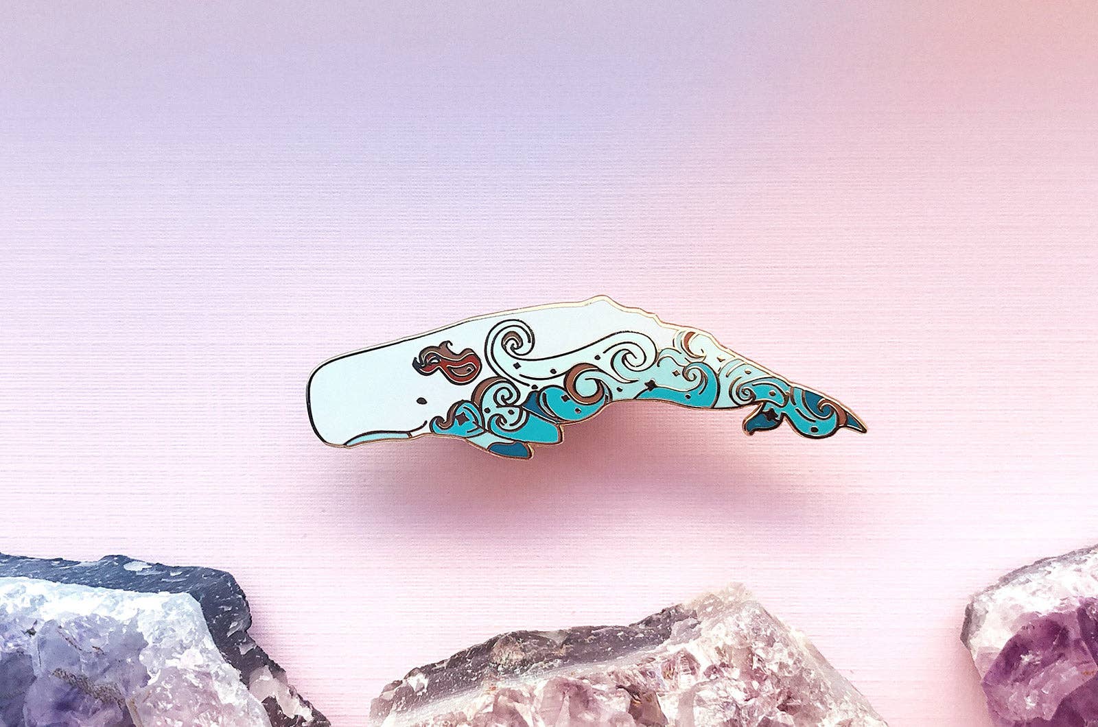 Alum and Ink - Wholesale Lapel Pin/Button - Waves Sperm Whale (Fire in the Sky) Pin2