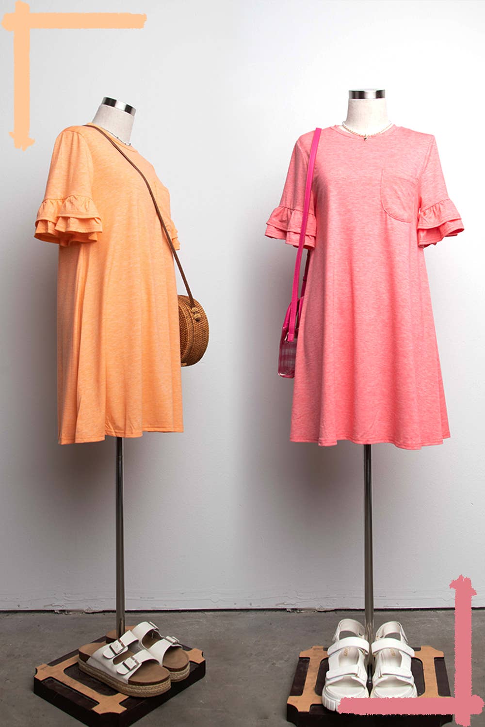 VERY J - Wholesale Dress - Women's - ND30255-French Terry Pocket Tee Shirt Dress17