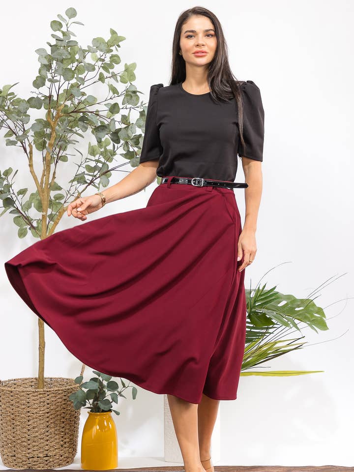 HH783R1-S Jupe midi évasée pour la vente par H&H Fashion Inc.