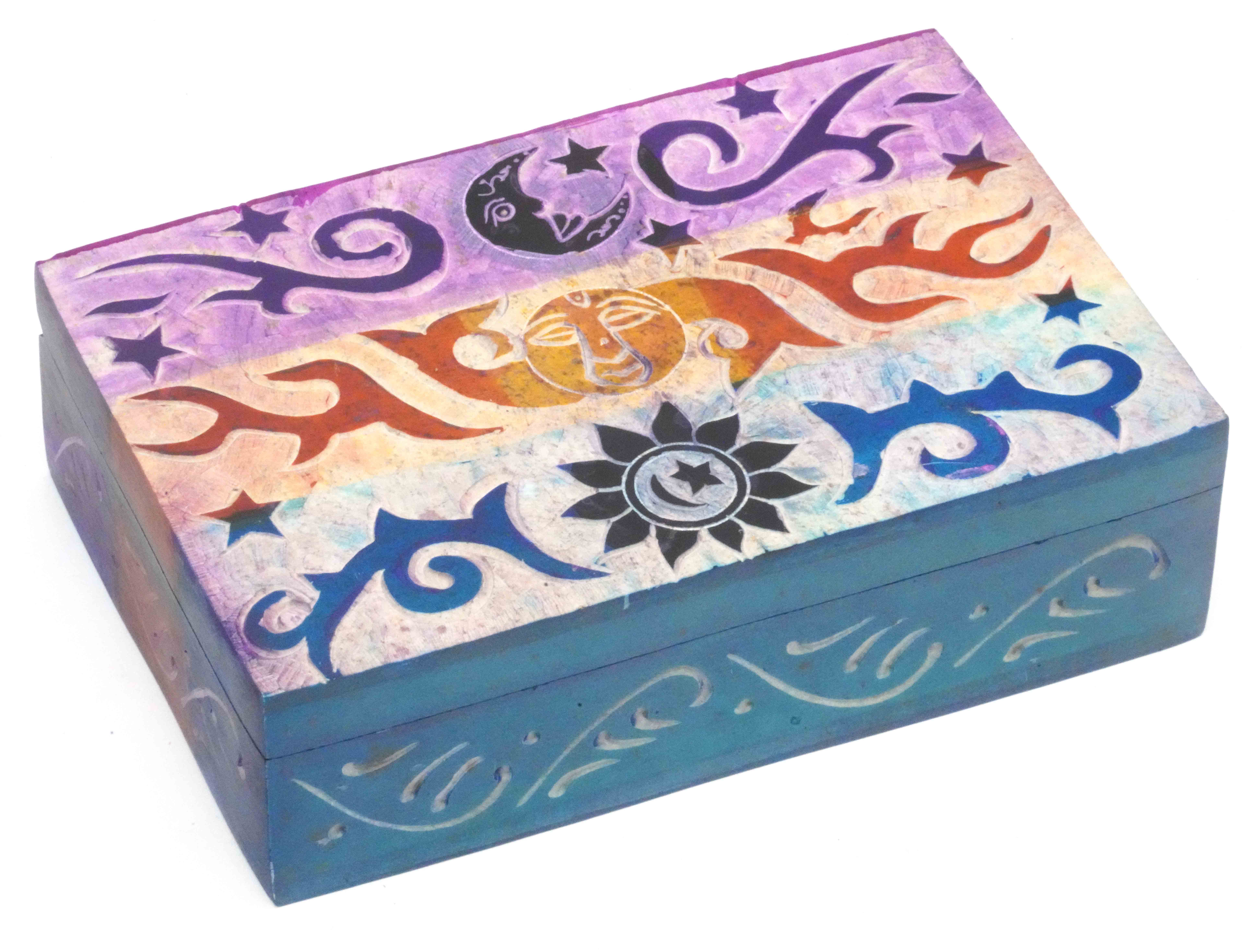 Multicolore Scatola in pietra Sun Moon Star in vendita all'ingrosso su Faire