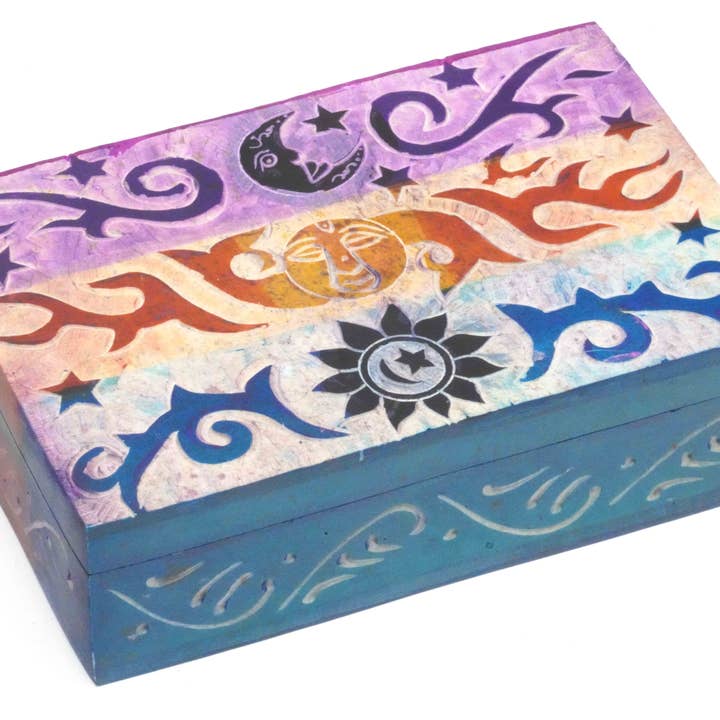 Multicolore Scatola in pietra Sun Moon Star in vendita all'ingrosso su Faire0