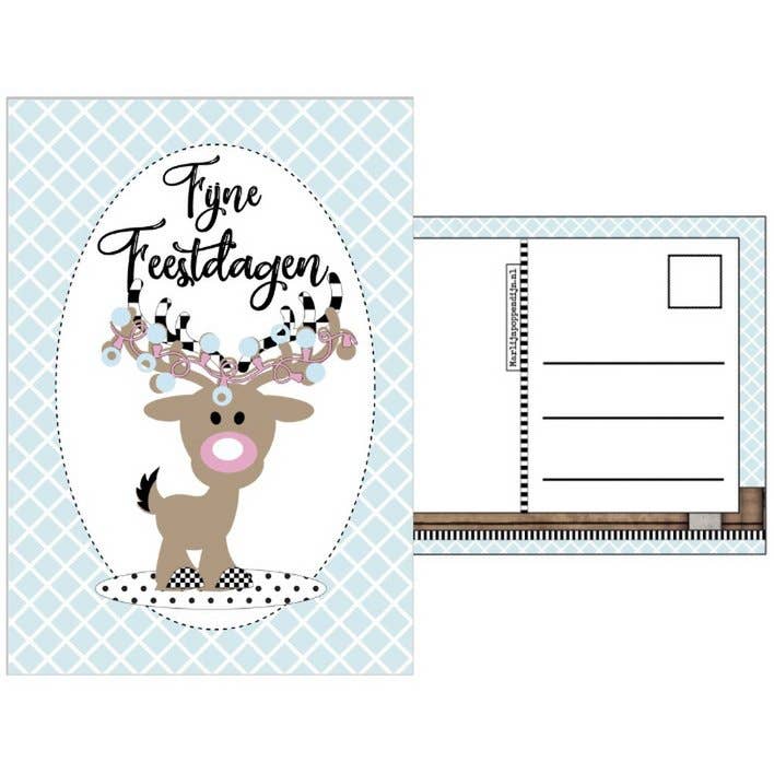Carte A6 avec texte ''Joyeuses fêtes''. image de faon. pour la vente par Marlijnpoppendijn