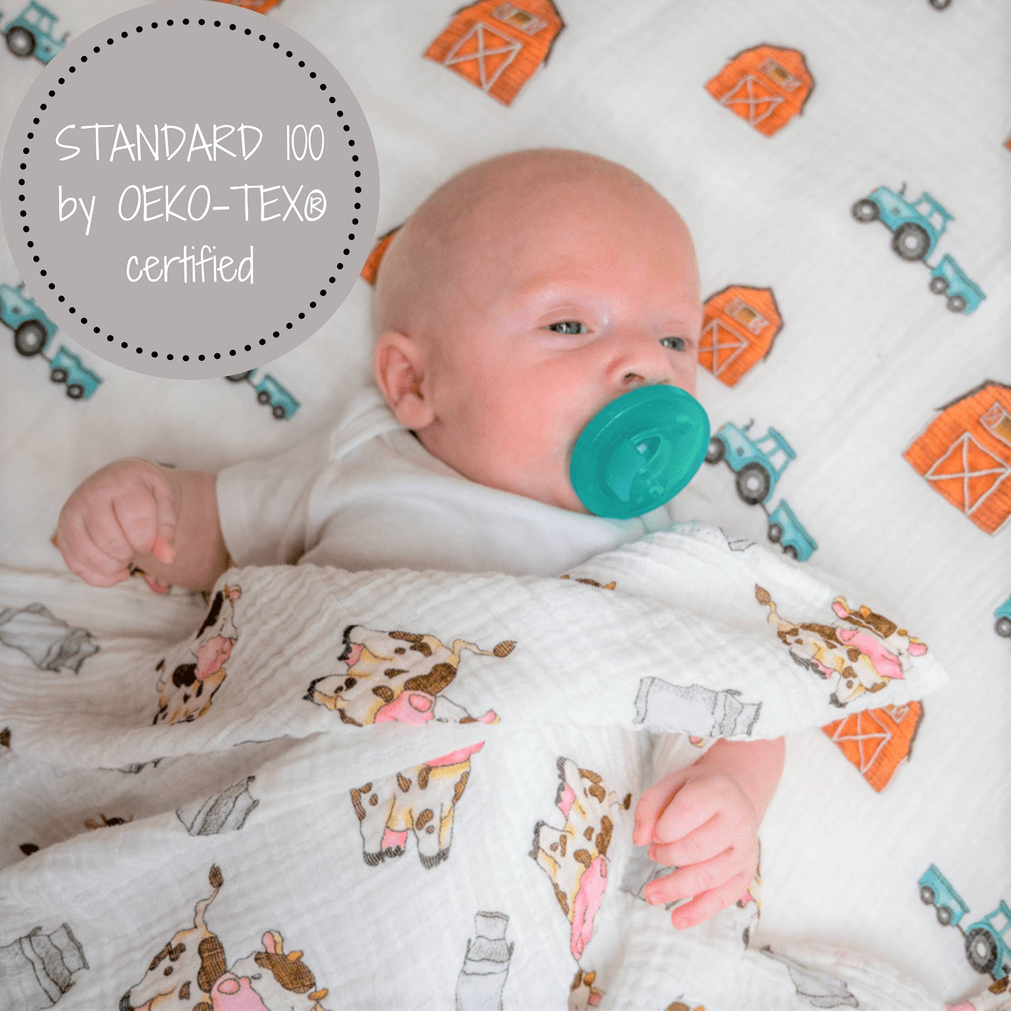 LollyBanks - Wholesale Swaddle - Baby - The Cow Goes MOO Baby Muslin Swaddle Blanket2