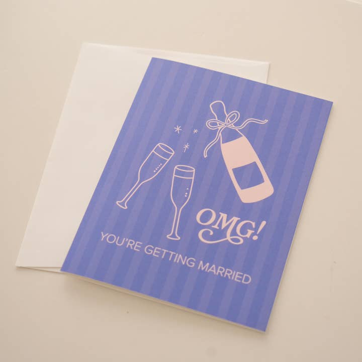 OMG! You're Getting Married Greeting Card for wholesale by Daisy Market Co. by Kelsey Haver Designs