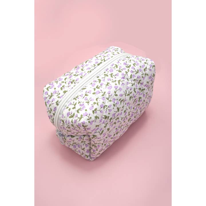 JOSSLYN by wall to wall - Wholesale Makeup/Cosmetic Bag - DITSY QUILTED COTTON FLORAL COSMETIC POUCH BAG | 40P557