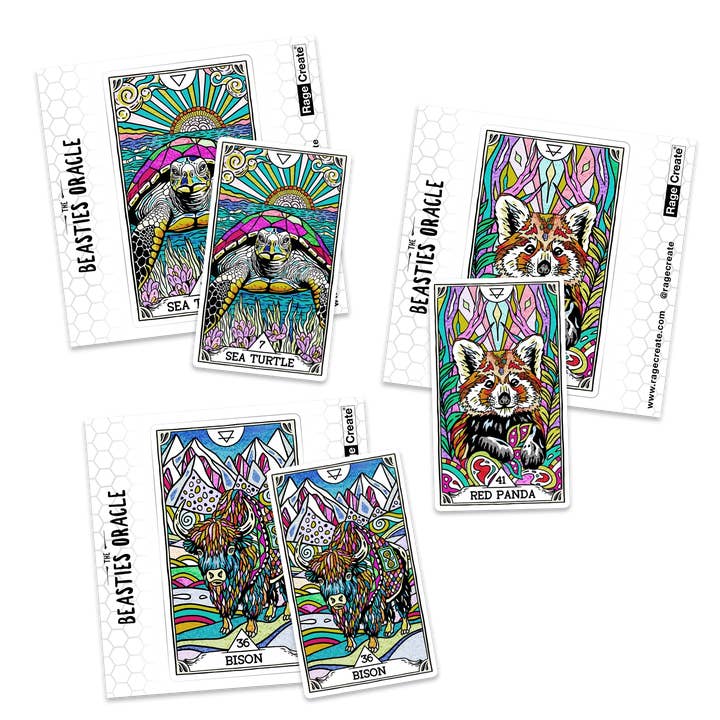 Beasties Oracle Card Stickers 3-Pack (Limited Edition) for wholesale by Rage Create