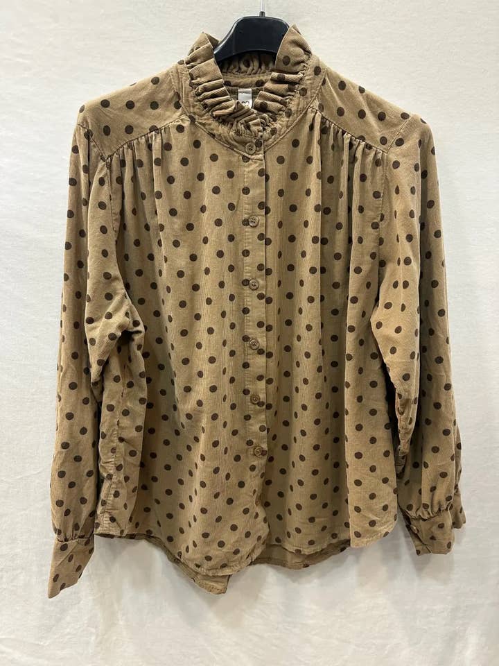 Mimi & Gogo - Wholesale Button Down Shirt - Women's - Velvet Polka Dot Shirt @69017_ChVPois9