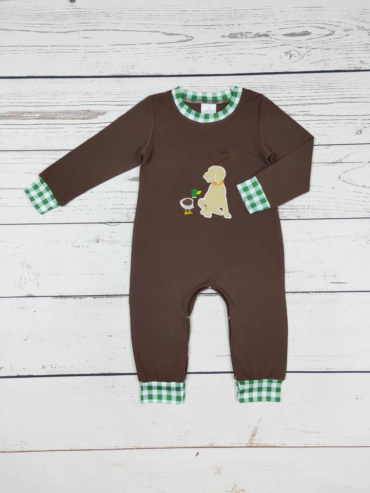 Hunting Appliqué Baby Boy Romper for wholesale by sassy kids palace