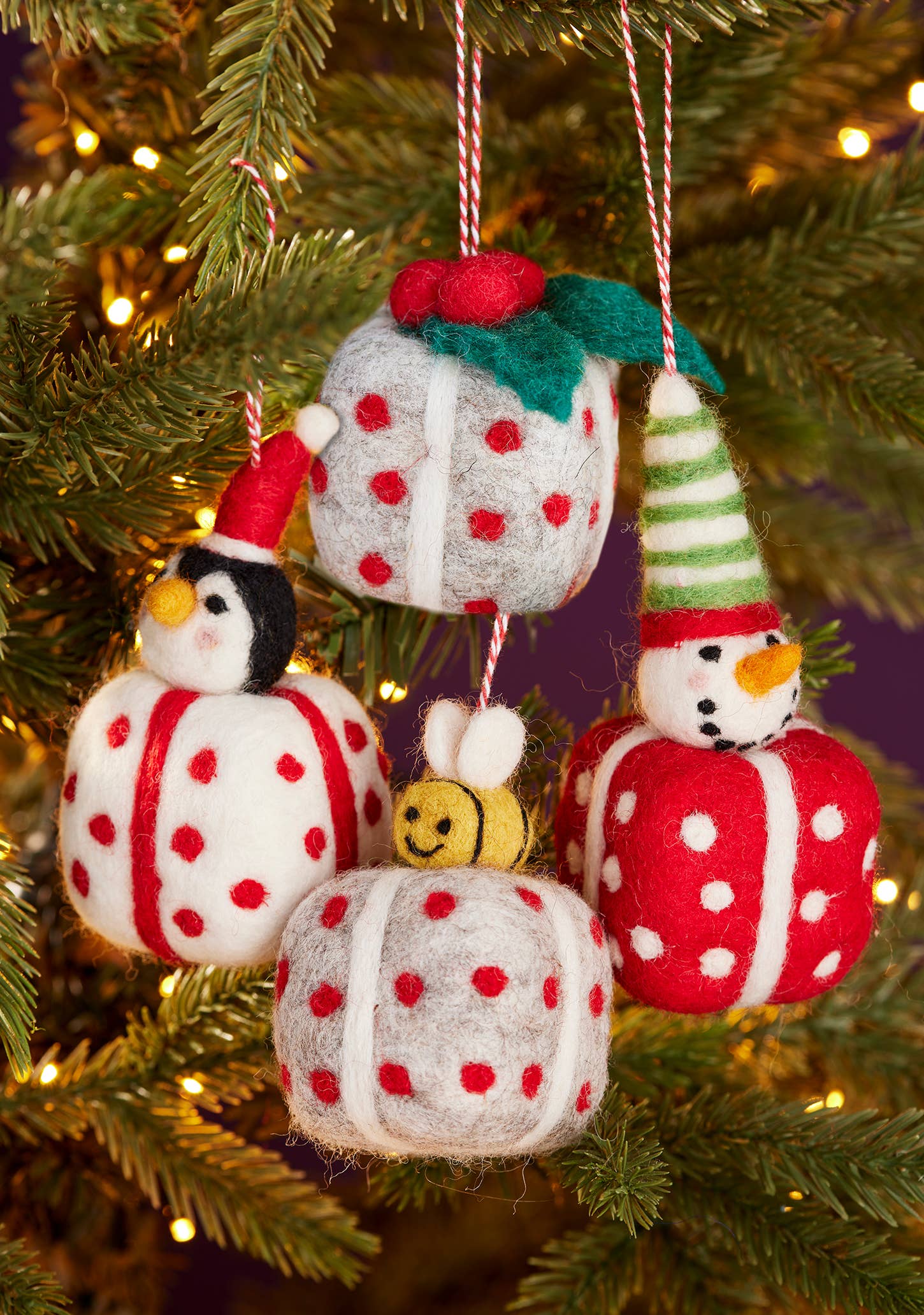 Namaste – Engroshandel Julepynt – Følte Kristtorn Nuværende Dekoration4