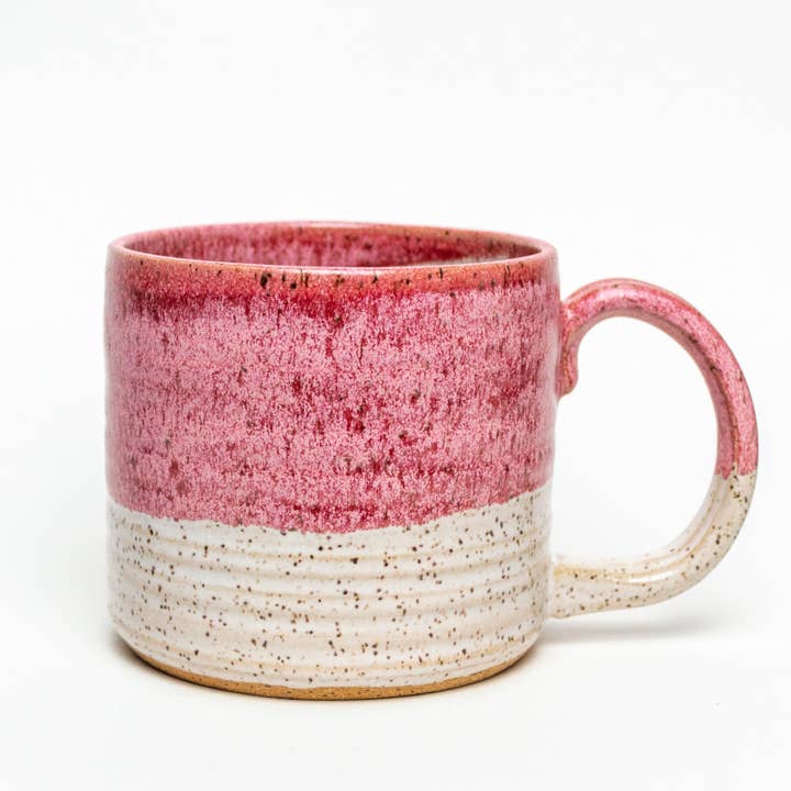 White Squirrel Clayworks - Wholesale Coffee Mug - Frosted Cherry Hand-thrown, in Ohio, Ceramic 12-14 oz Mug
