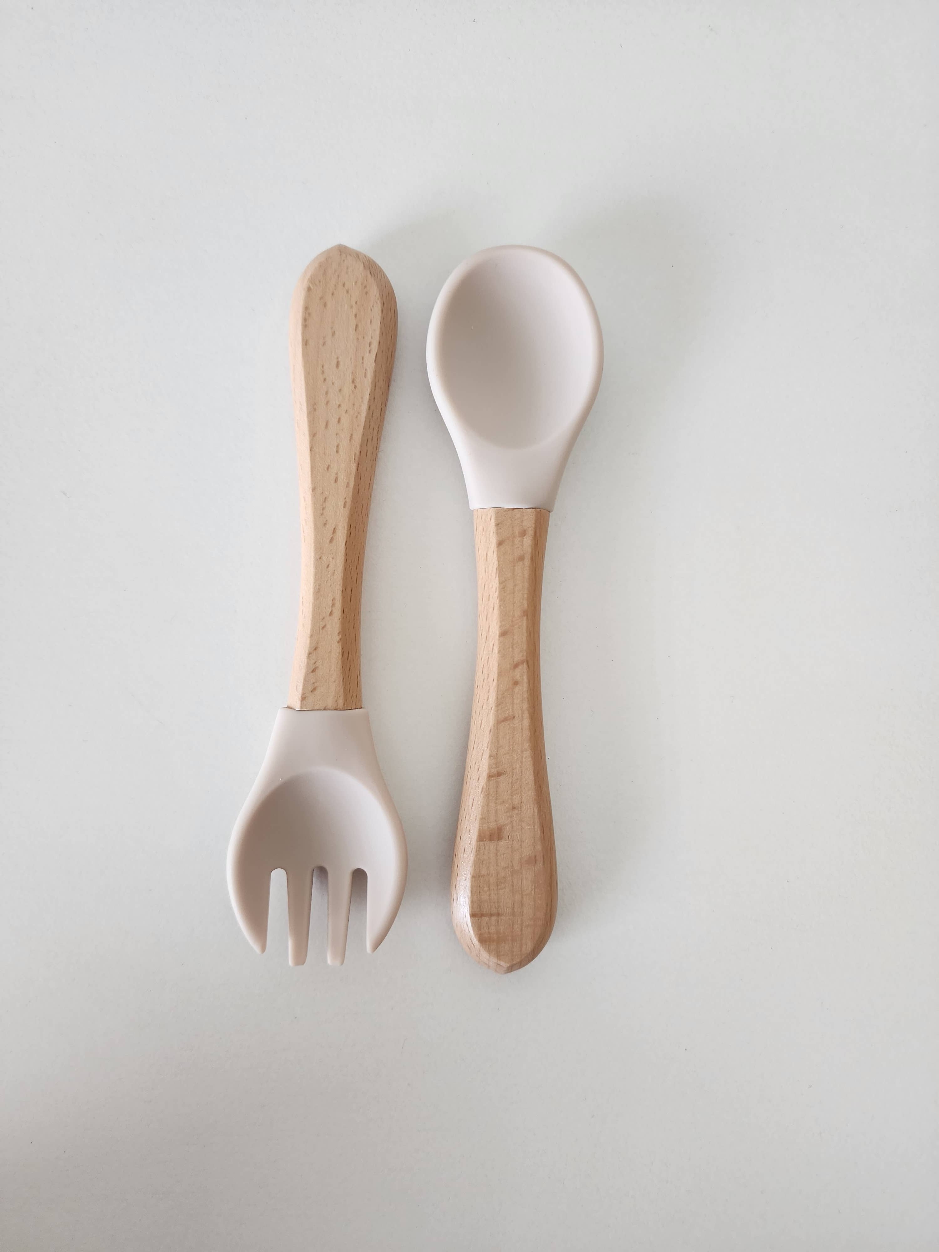 Your Craft Supplier – Conjunto de talheres - Crianças e bebés por atacado – Conjunto de talheres de silicone e madeira | Conjunto de utensílios1