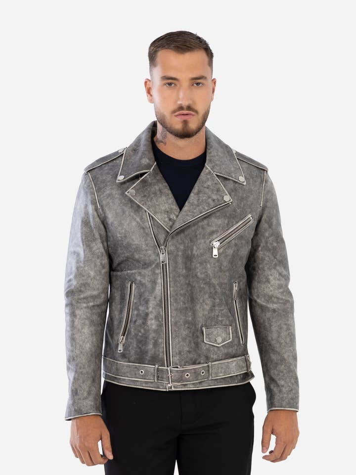 Giacca in pelle da motociclista per la vendita all'ingrosso da parte di Cuir Dimitri